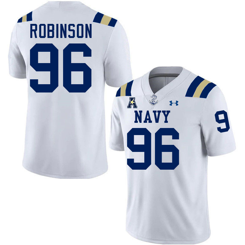Navy Midshipmen #96 Landon Robinson College Football Jerseys,Apparels Stitched-White Navy Midshipmen #96 Landon Robinson College Football Jerseys,Apparels Stitched-White
